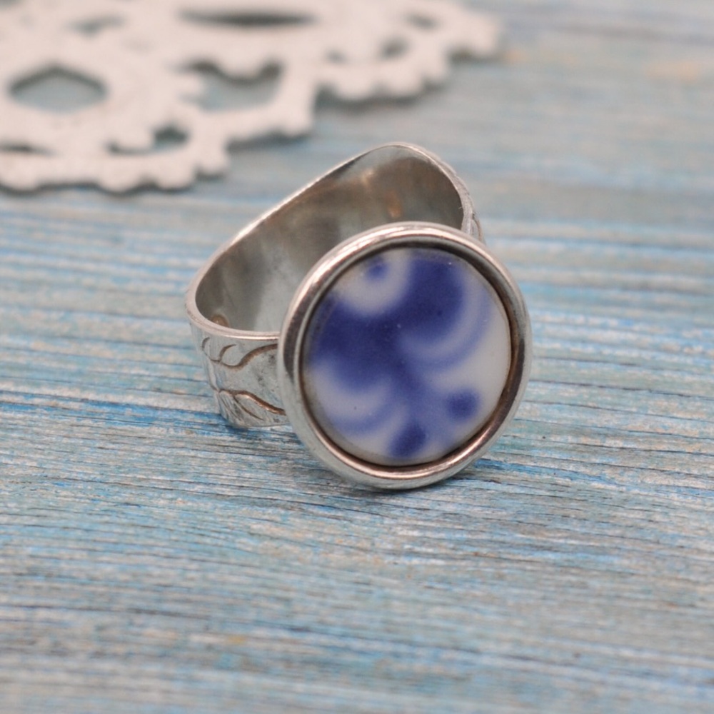 Vintage solid silver adjustable statement ring - Picture 4 of 8